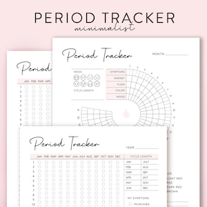Minimal Period Tracker digital women Period Planner, Menstrual Cycle tracker for Symptom Tracker and Mood Tracker printable