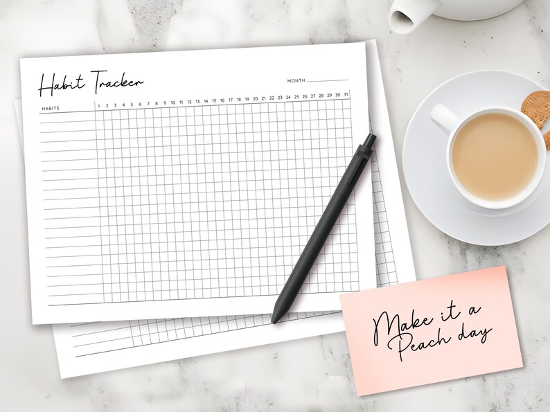 Monthly Habit Tracker Printable Landscape, 30 Days Habit Tracker ...