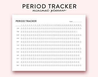 Minimal Period Tracker digital women Period Planner Landscape, Menstrual Cycle Tracker for Symptom Tracker and Mood Tracker printable