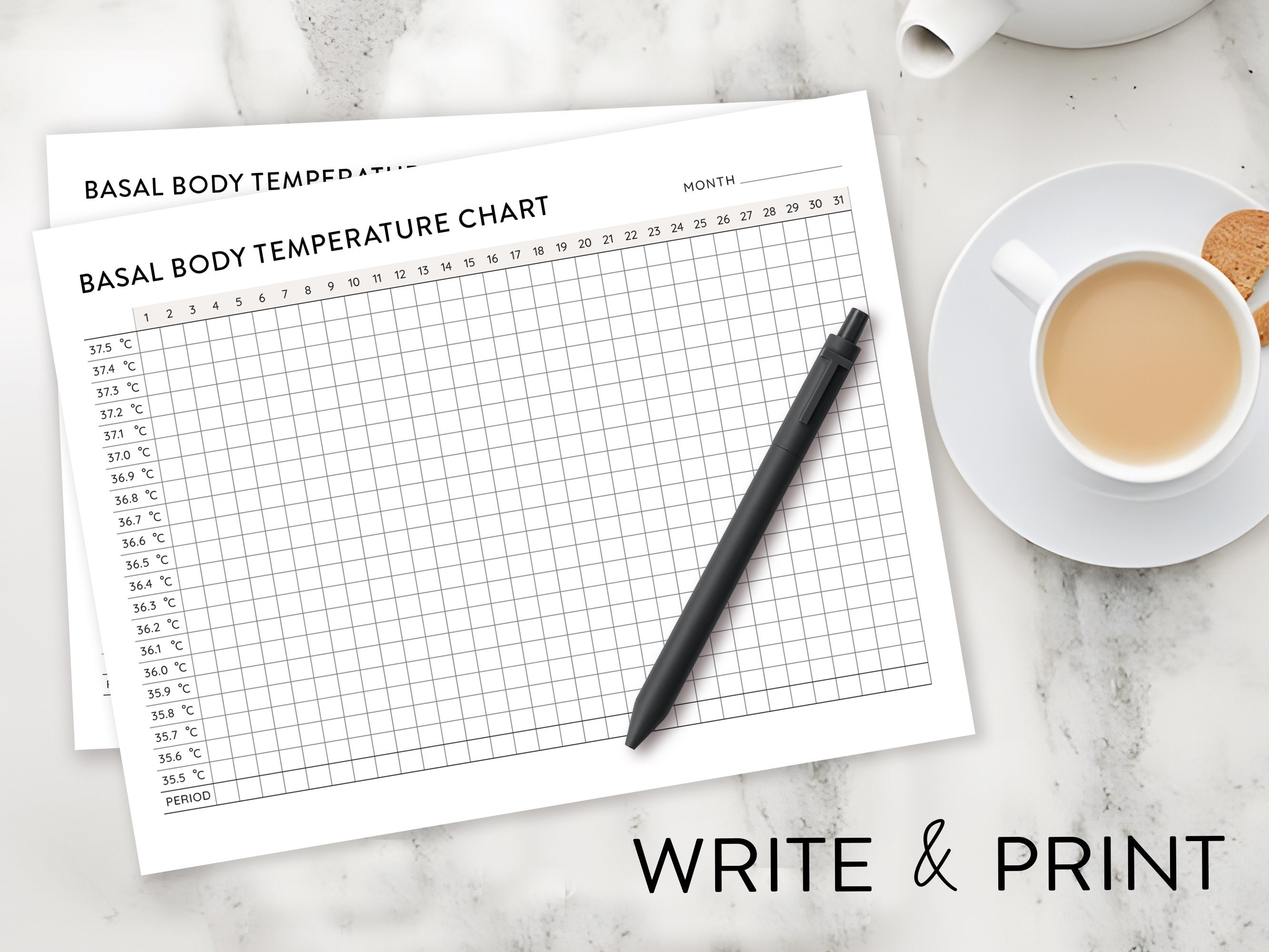 Basal Body Temperature Tracker Printable BBT Tracker, Basal Body ...