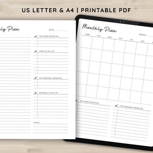 Monthly Weekly Printable Work From Home Planner Personal Daily Planner, Productivity Planner, Daily Hourly Planner, Work Daily Planner