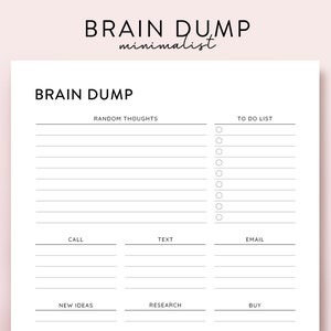 Brain Dump Printable, Gedanken Organizer, ADHS Gehirndump, Gedanken-Tracker Organisationsplaner, Analysierende Lähmung Planer Gedankenjournal