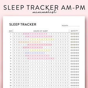 Sleep Tracker Printable, Monthly Sleep Tracker Planner Printable PDF, Sleep log AM PM Sleep Tracker Digital Habit Tracker