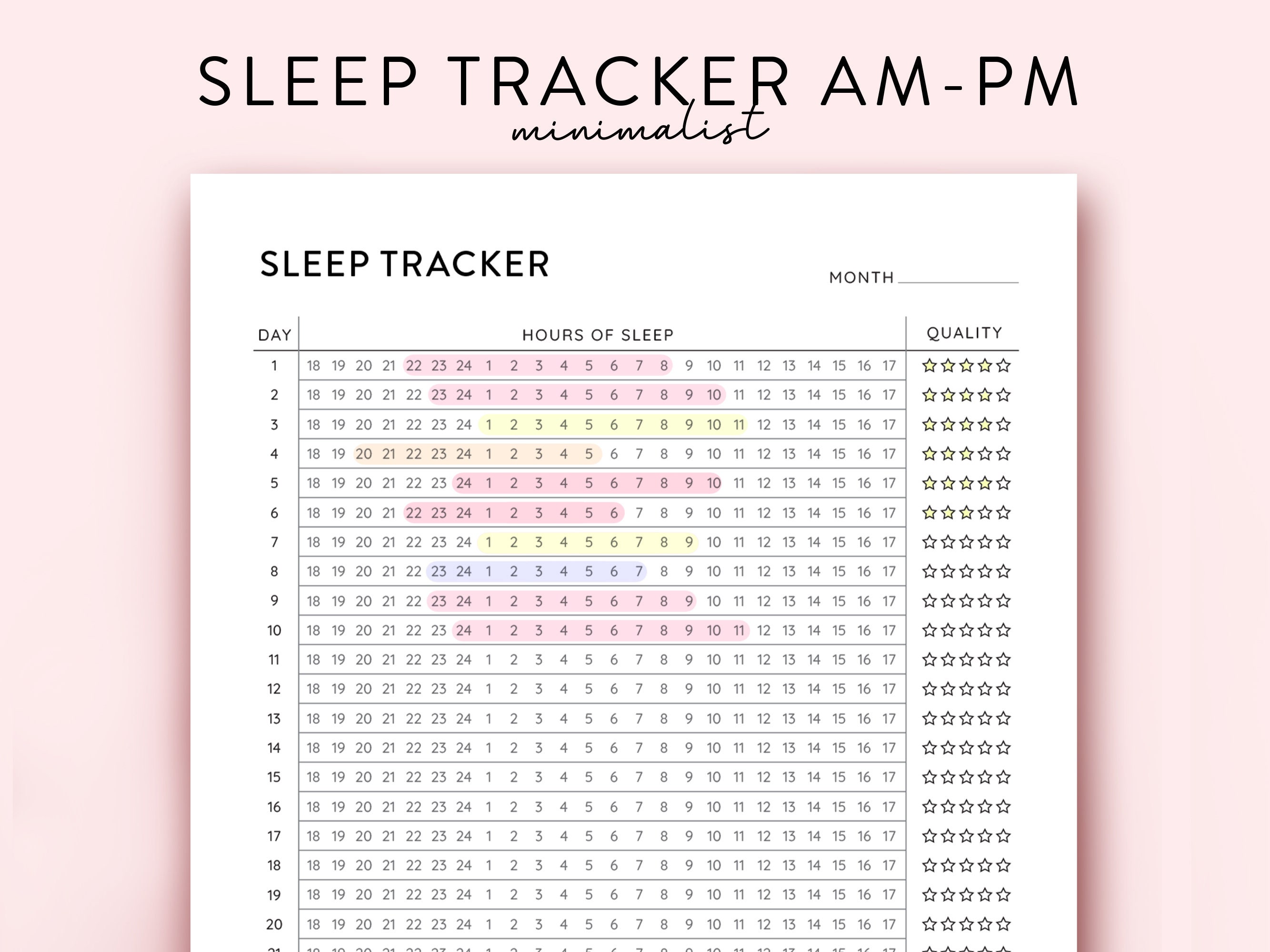 Sleep Tracker Printable, Monthly Sleep Tracker Planner Printable PDF ...