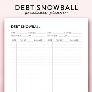 Debt Snowball Printable, Financial planner, Debt Payment Tracker, Debt Repayment Plan, Debt Payoff Log, Debt Overview, Budget Planner