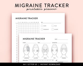 Migraine Tracker Printable, Headache template, Migraine Track Headache Symptom Tracker, Migraine journal, Headache Log, Headache tracker