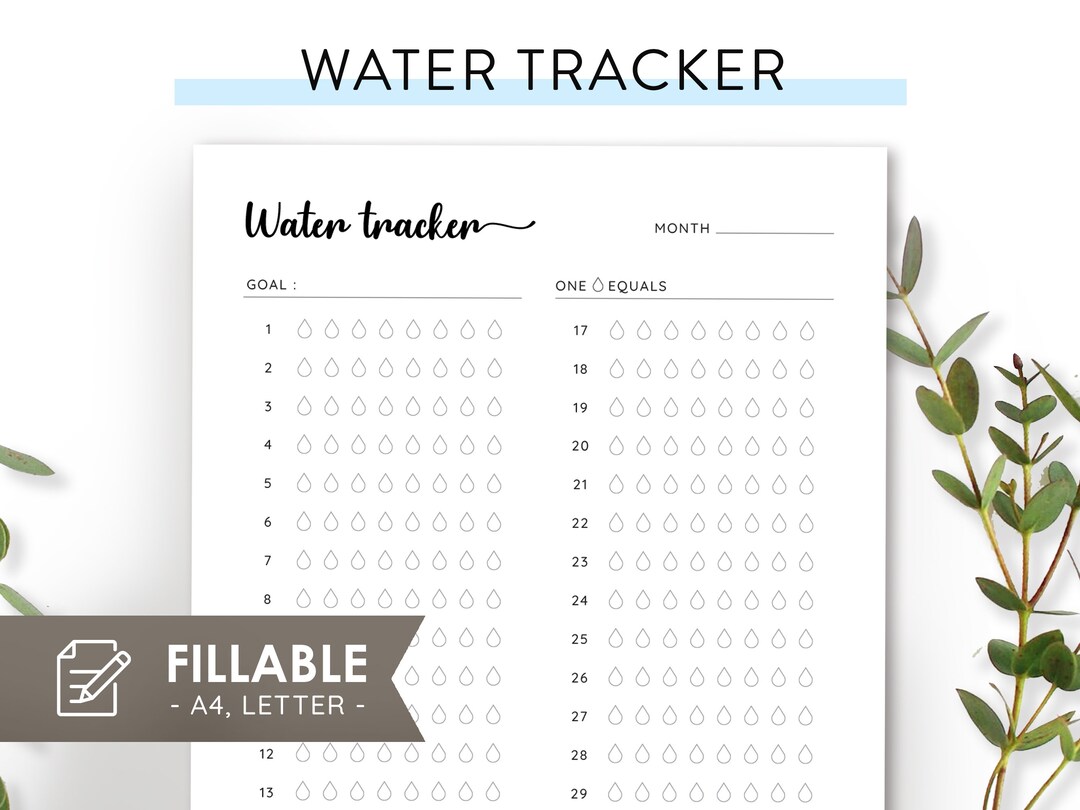 Monthly Water Tracker Printable Monthly Water Intake Tracker - Etsy