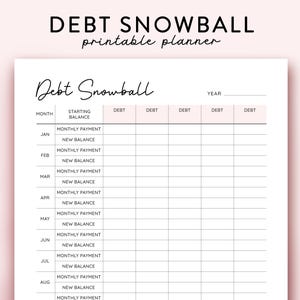 Debt Snowball Printable, Financial planner, Debt Payment Tracker, Debt Repayment Plan, Debt Payoff Log, Debt Overview, Budget Planner