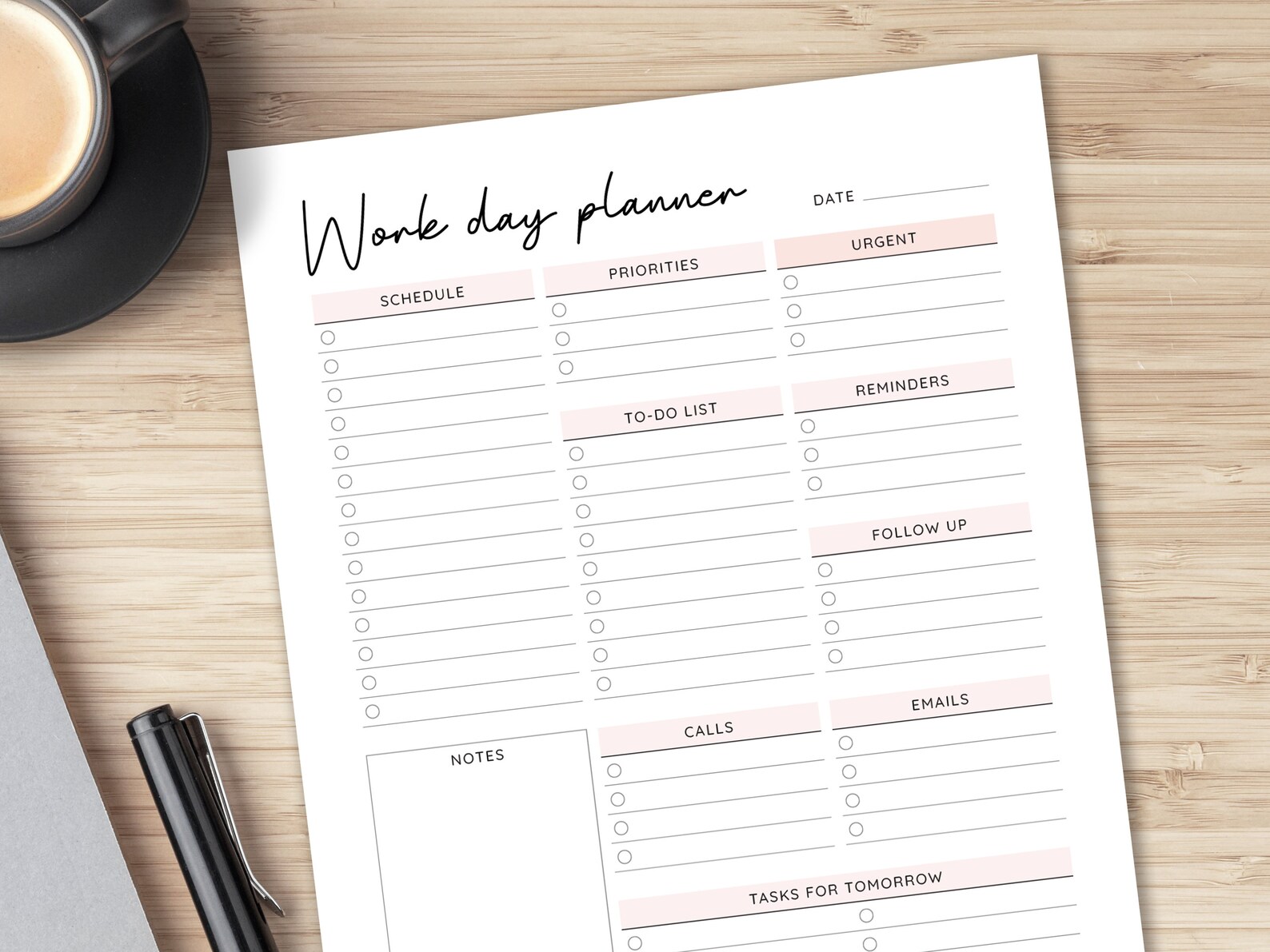 Editable Work Planner Template, Work Day Organizer Printable Daily ...