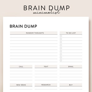 Brain Dump Printable, Gedanken Organizer, ADHS Gehirndump, Gedanken-Tracker Organisationsplaner, Analysierende Lähmung Planer Gedankenjournal