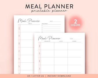 Wöchentliches Essenstagebuch zum Ausdrucken, Wöchentlicher Essensplaner, Menü Plan & Prep mit Einkaufsliste, Food Journal, Wöchentliches Abendmenü, Meal Prep Planer