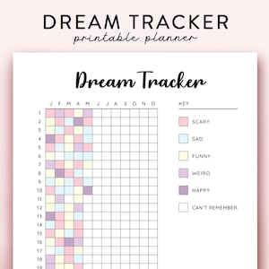 Dream Tracker printable, Journal Page Printable Planner Page, Dream Log, Dream Journal, Sleep Tracker, Dream Analysis, Dream Diary
