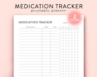 Medication Tracker Printable, Medication Log, Medication Chart, Medication, List printable med log, MED list, Health Planner, Med tracker