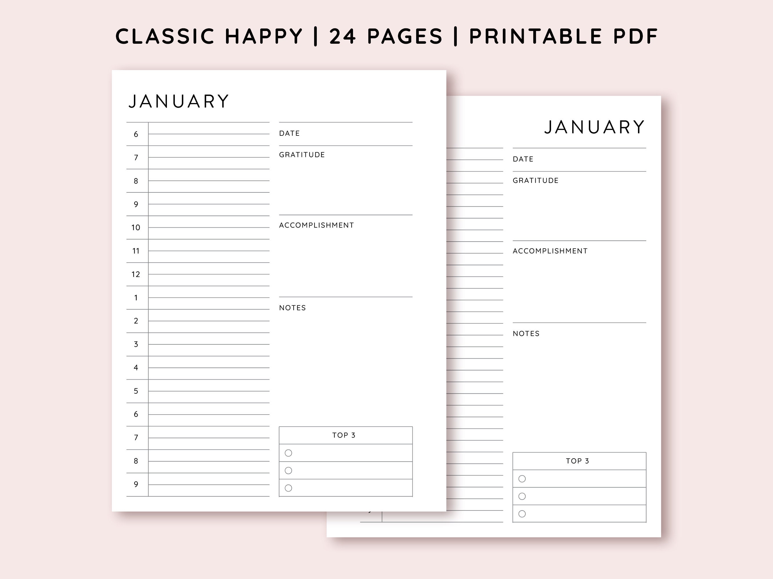 Happyplanner Undated Daily Planner Printable Inserts Classic HP Insert ...