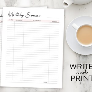 Monthly Expense Log Printable Expenses Tracker iPad Digital Spending Tracker Printable Spending ...