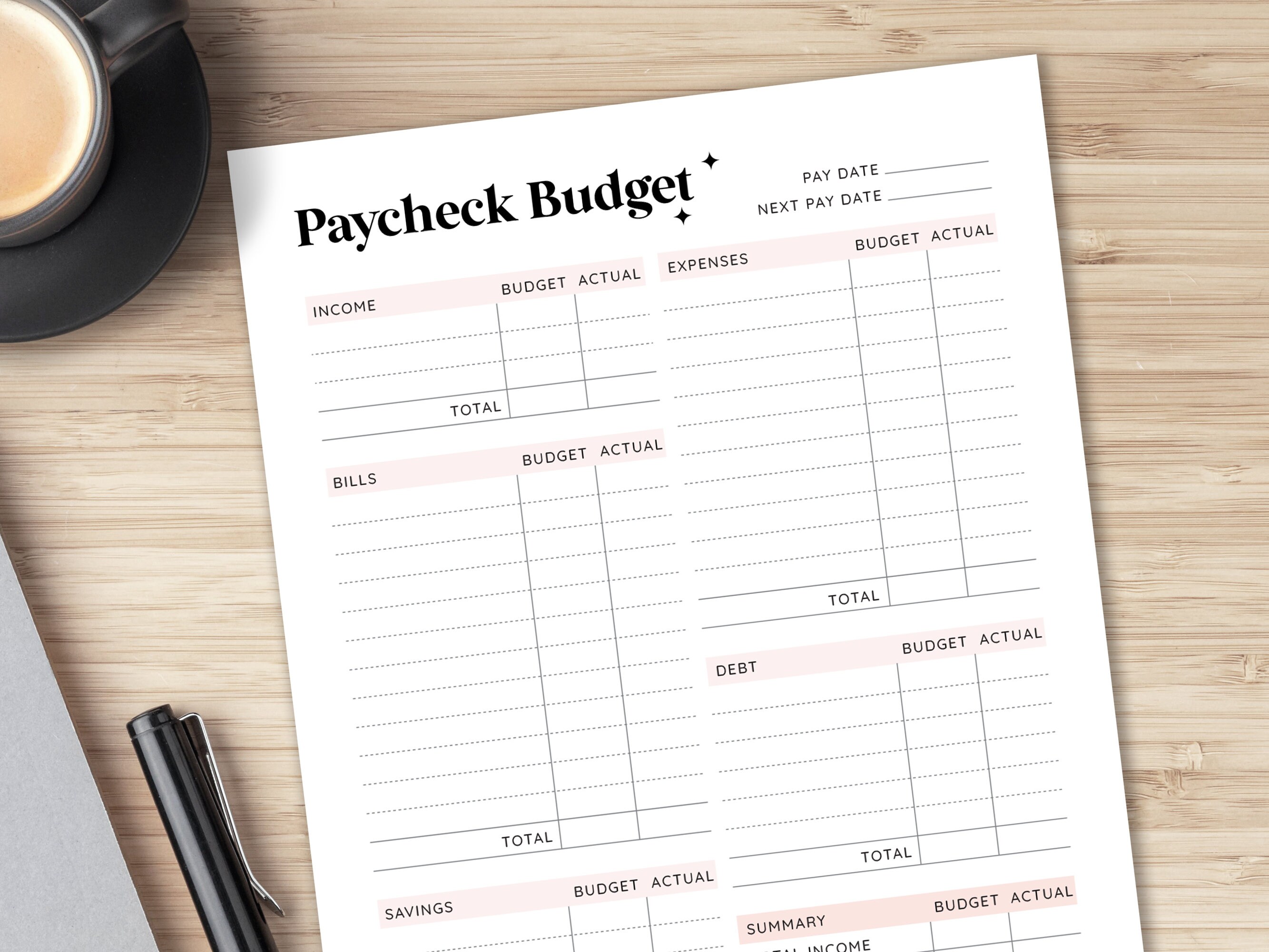 Undated Paycheck Budget Planner Printable Paycheck Envelope Budget