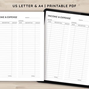Income & Expense Tracker Printable, Income Tracker Printable, Monthly ...