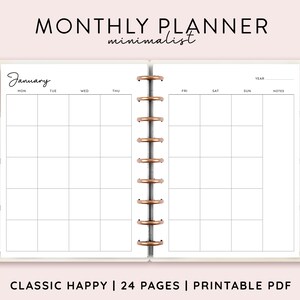 Planificador mensual sin fecha Happyplanner, insertos imprimibles Happy Planner, planificador mensual clásico, planificador clásico imprimible, planificador HP Tracker Discbound