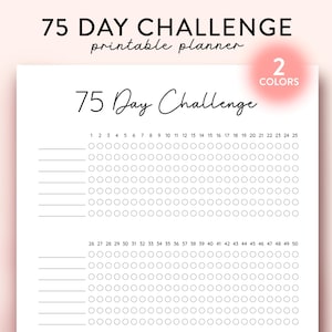 75 Day Challenge Printable, Daily 75 Day Challenge journal, 75 Soft Challenge Tracker, Health and Fitness Goals, Habit Tracker, Diet Tracker