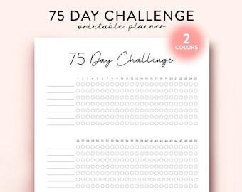 Wyzwanie 75 dni do druku, dziennik 75 dniowego wyzwania, 75 Soft Challenge Tracker, cele zdrowotne i fitness, śledzenie nawyków, śledzenie diety