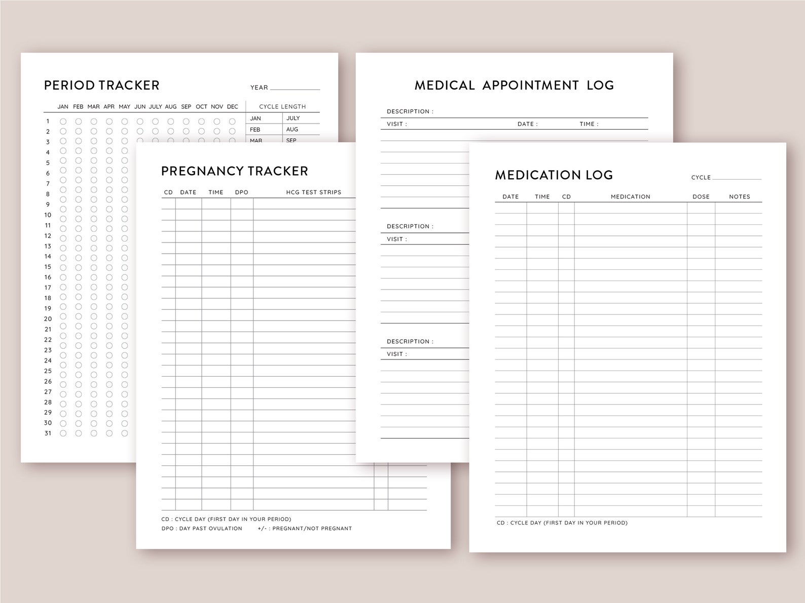 Fertility Journal Ovulation Tracker Printable, BBT Chart, Pregnancy ...