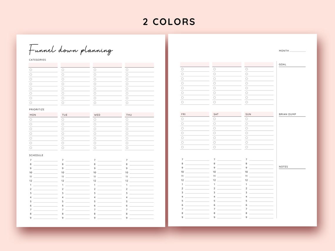 Weekly Filing System 1-2-3 Funnel Down Planning System Printable, ADHD Planner, Executive ...