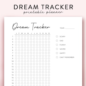 Dream Tracker printable, Journal Page Printable Planner Page, Dream Log, Dream Journal, Sleep Tracker, Dream Analysis, Dream Diary