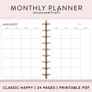 Happyplanner Undated Monthly Planner printable happy planner inserts classic Monthly planner Classic printable HP Tracker Discbound Planner