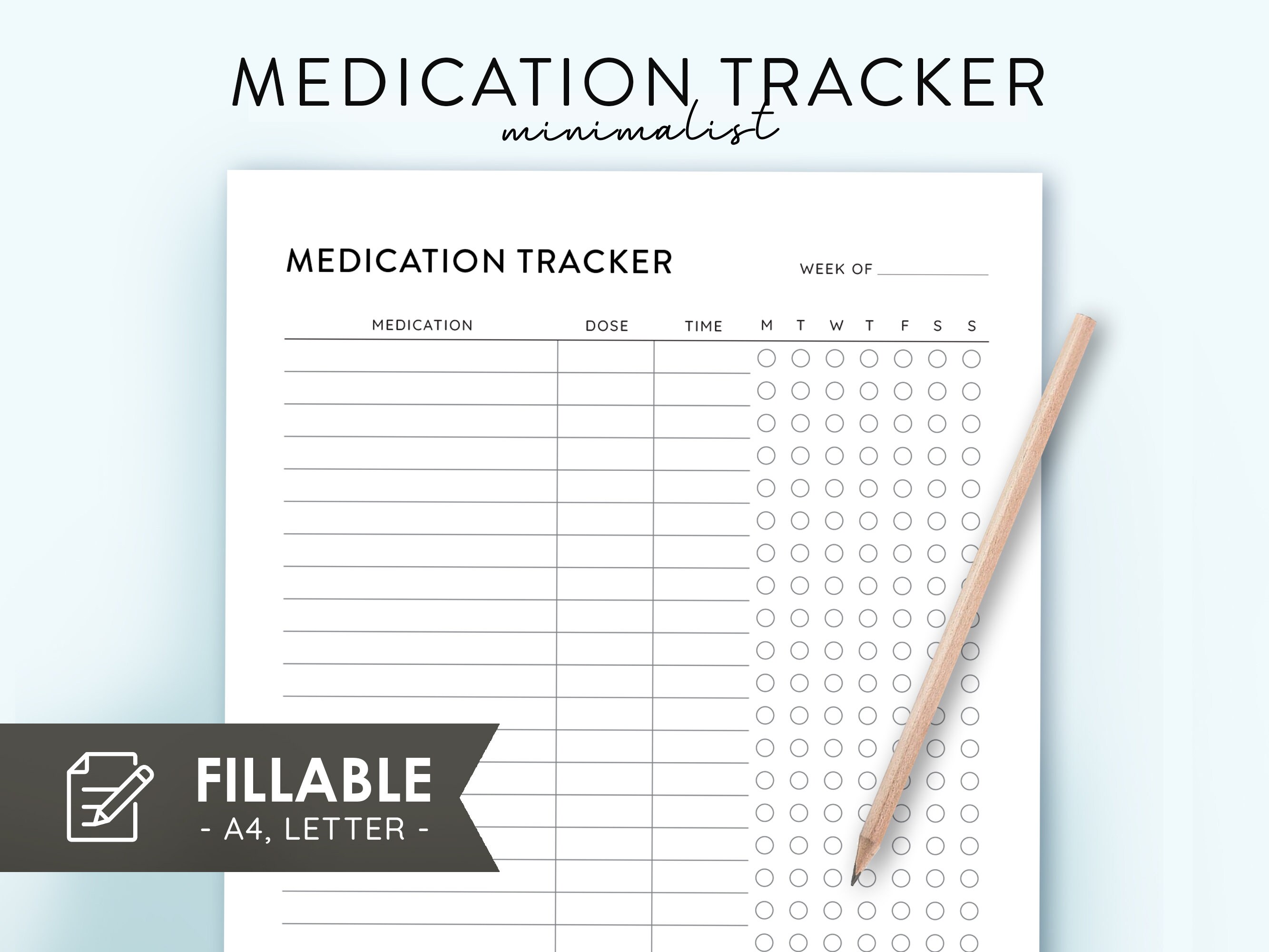EDITABLE Medication Chart Printable Medication Log Medication Tracker