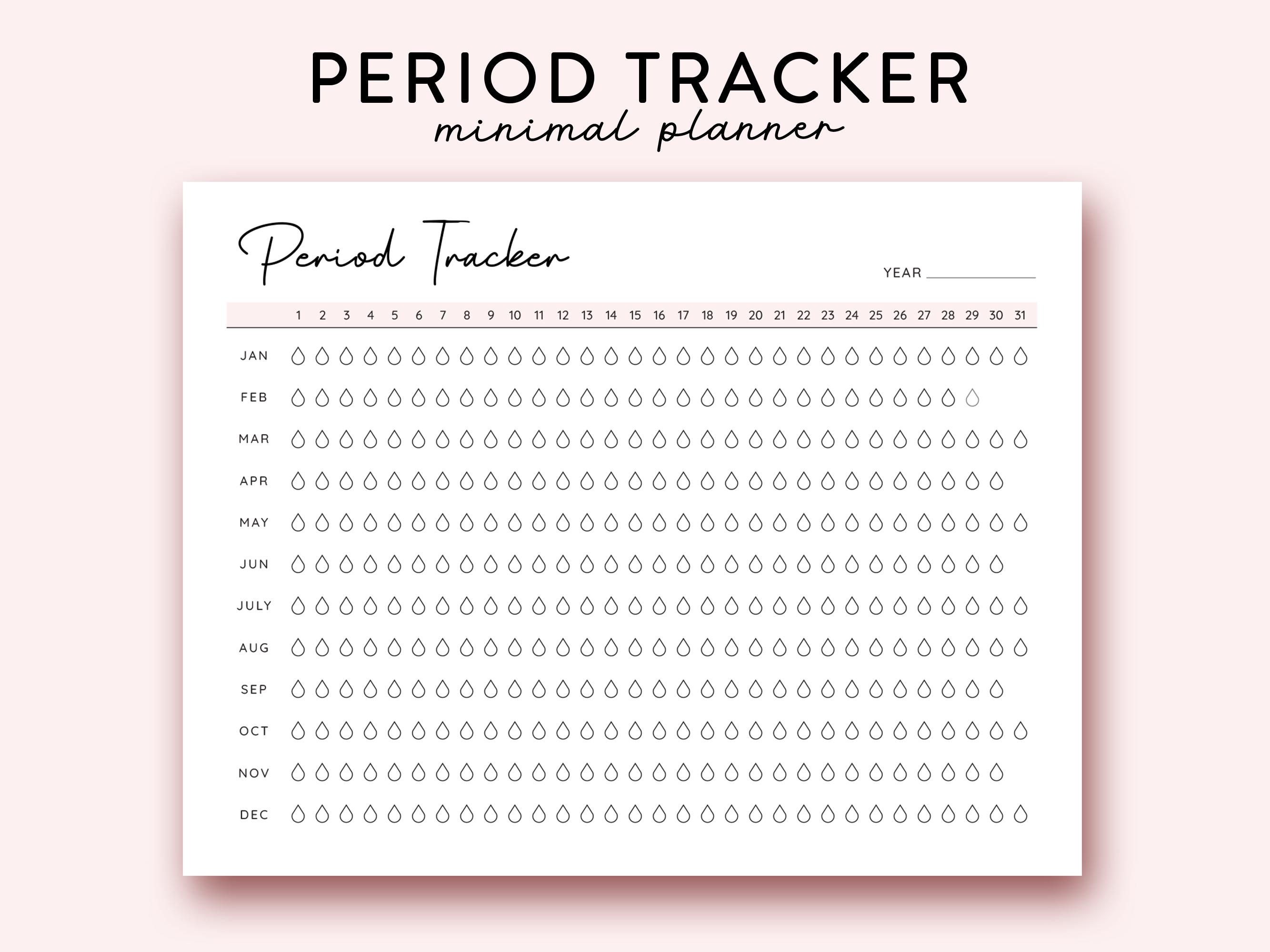 Minimal Period Tracker digital women Period Planner Landscape, Cycle Tracker for Symptom Tracker and Mood Tracker printable Landscape