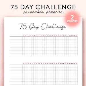75 Day Challenge Printable, Daily 75 Day Challenge journal, 75 Soft Challenge Tracker, Health and Fitness Goals, Habit Tracker, Diet Tracker
