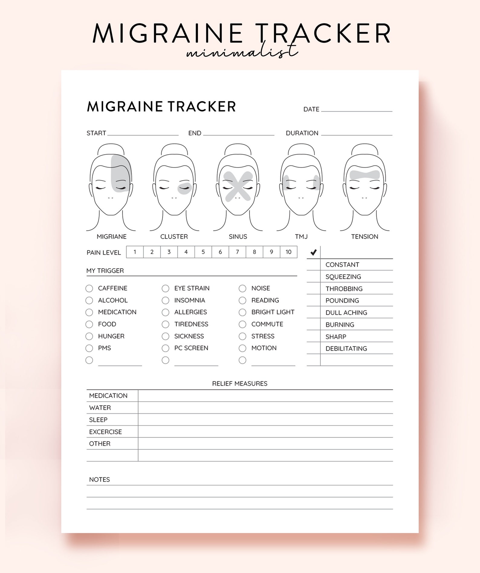 Migraine Tracker Printable Headache Tracker Template Migraine Track