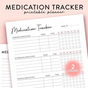 Medication Tracker Printable, Medication Log, Medication Chart, Medication, List printable med log, MED list, Health Planner, Med tracker