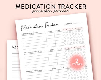 Medication Tracker Printable, Medication Log, Medication Chart, Medication, List printable med log, MED list, Health Planner, Med tracker