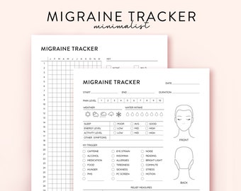 Migräne Tracker zum Ausdrucken, Kopfschmerz Tracker Vorlage, Migräne Track Kopfschmerzen Leiste, Migräne Tracker, Kopfschmerz Tagebuch