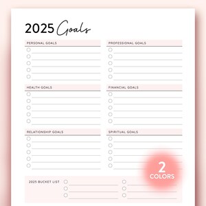 2025 Goal Settings Worksheet, 2025 Goals Template, Goals Printable Planner, 2025 Bucket List, Goals Quotes, 2025 Resolutions Goal tracker