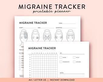 Migraine Tracker Printable, Headache template, Migraine Track Headache Symptom Tracker, Migraine journal, Headache Log, Headache tracker