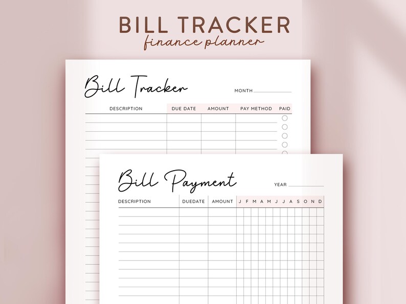 Monthly Bill Payment Tracker Printable, Financial Planner Printable ...