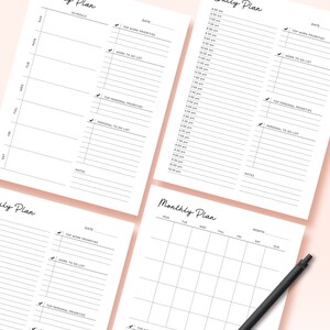 Monthly Weekly Printable Work From Home Planner Personal Daily Planner, Productivity Planner, Daily Hourly Planner, Work Daily Planner
