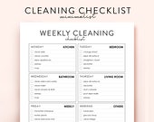 Editable Weekly Cleaning Checklist printable Cleaning To Do List Weekly cleaning list Minimalist House cleaning list House chores