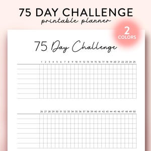 75 Day Challenge Printable, Daily 75 Day Challenge journal, 75 Soft Challenge Tracker, Health and Fitness Goals, Habit Tracker, Diet Tracker