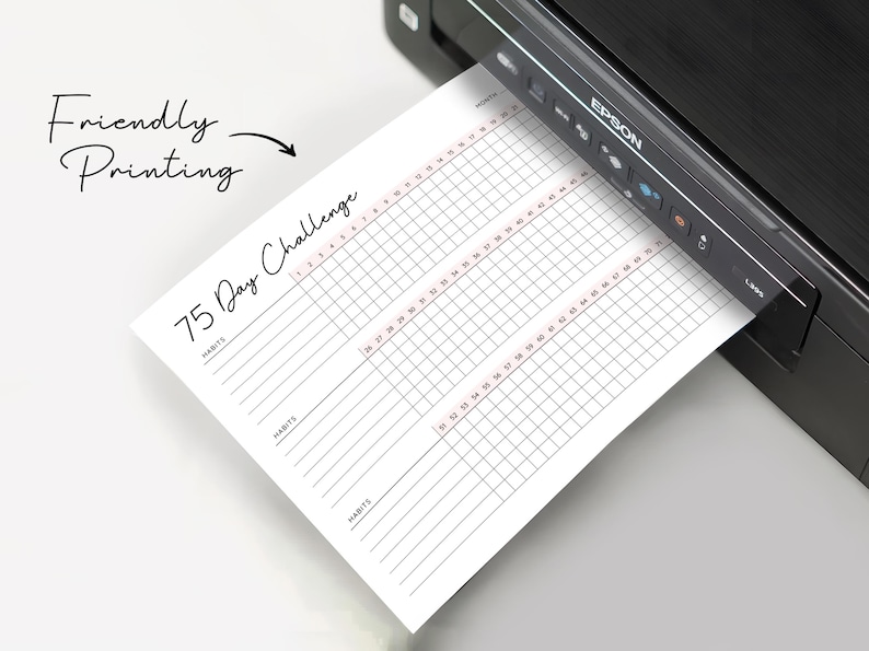 75 Day Challenge Printable, Daily 75 Day Challenge journal, 75 Soft Challenge Tracker, Health and Fitness Goals, Habit Tracker, Diet Tracker