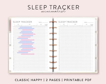 Happyplanner slaaptracker afdrukbare inlegvellen Klassieke HP inlegvel slaaptracker planner Klassieke Happy planner inlegvellen Discbound