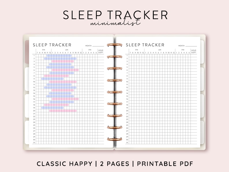 Happyplanner Sleep Tracker Printable Inserts Classic HP Insert Sleep ...