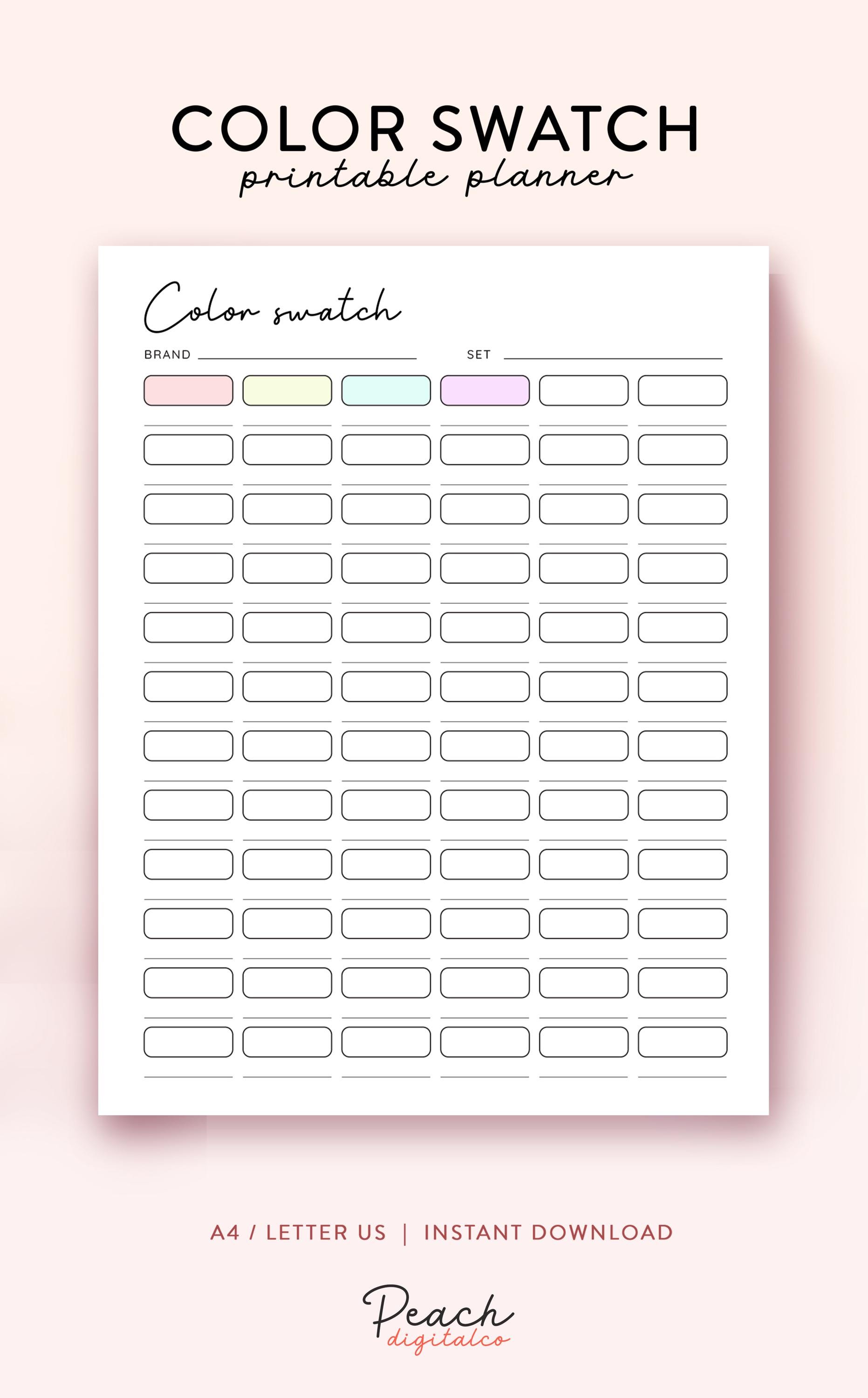 Color Swatch Chart Blank Color Chart Printable Color Swatch Template ...