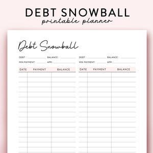 Debt Snowball Printable, Financial planner, Debt Payment Tracker, Debt Repayment Plan, Debt Payoff Log, Debt Overview, Budget Planner