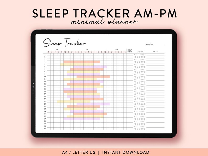 Sleep Tracker Printable, Monthly Sleep Tracker Planner Printable PDF ...