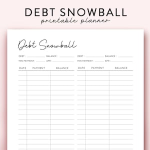Debt Snowball Printable, Financial planner, Debt Payment Tracker, Debt Repayment Plan, Debt Payoff Log, Debt Overview, Budget Planner