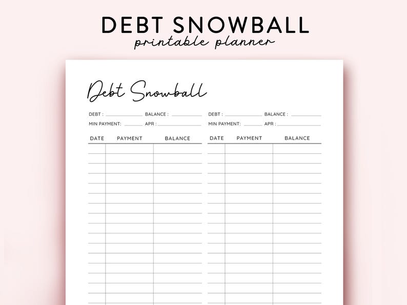 Debt Snowball Printable, Financial Planner, Debt Payment Tracker, Debt ...