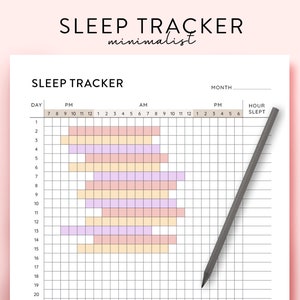 Sleep Tracker Printable, Monthly Sleep Tracker Planner Printable PDF, Sleep log AM PM Sleep Tracker Digital Habit Tracker